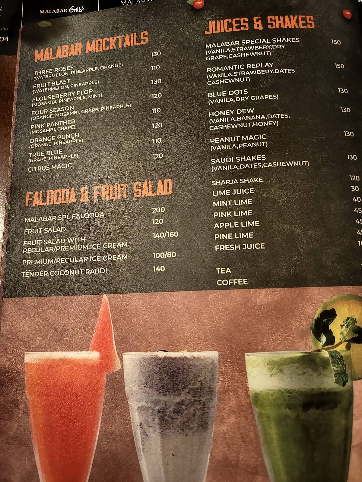 MALABAR VILLAGE RESTAURANT menu