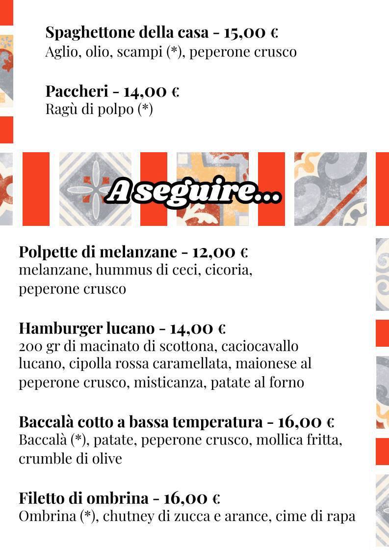 Menu di MANGIO la cucina come a casa 
