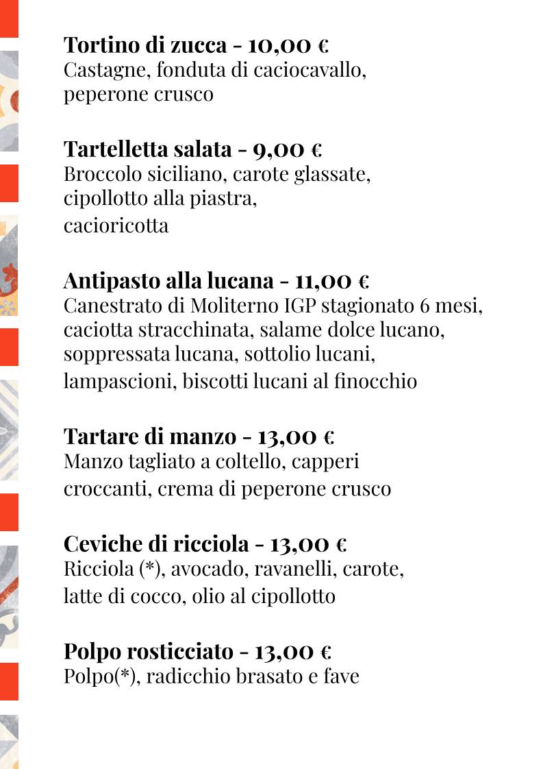 Menu di MANGIO la cucina come a casa 