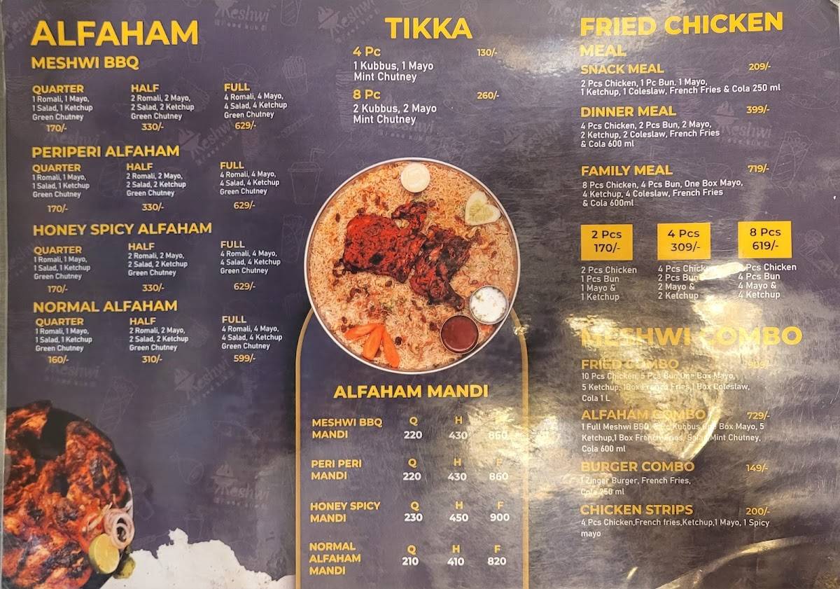 MESHWI FOOD HUB menu