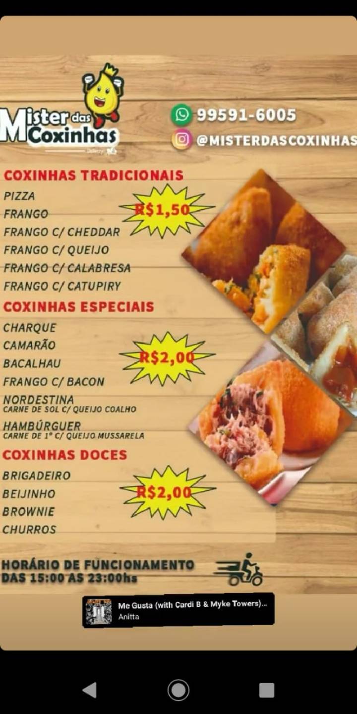 Menu em MÍSTER DAS COXINHAS pub Bar Paulista