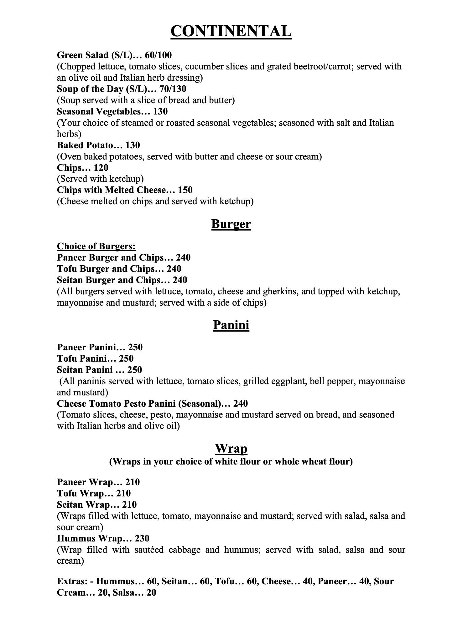 MVT Guest House & Restaurant menu