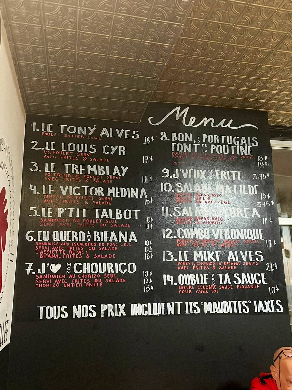 Menu au Ma Poule Mouillée restaurant, Montréal, 969 Rachel St E