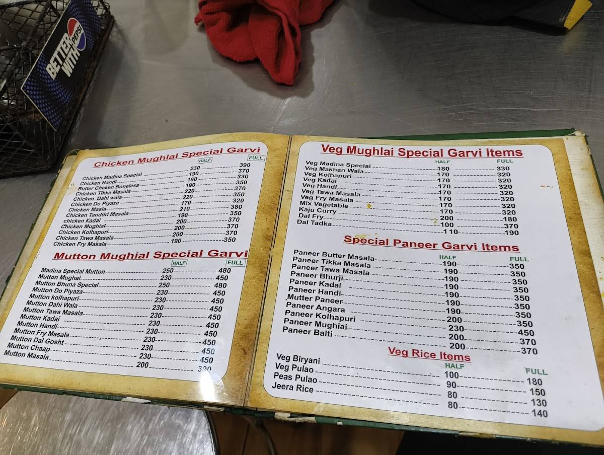 Madina Restaurant menu