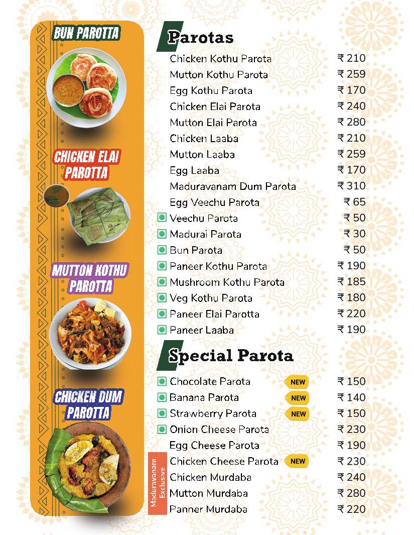 Maduravanam - Taste of Madurai menu
