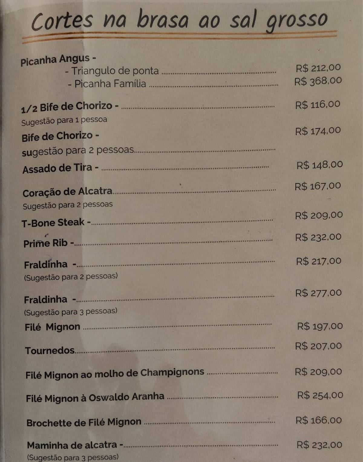 Majórica cardápio