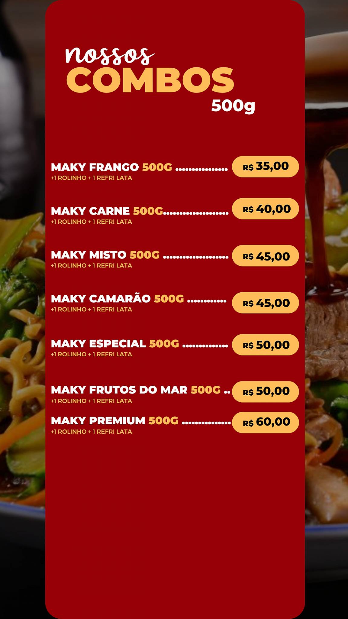 MakySoba cardápio