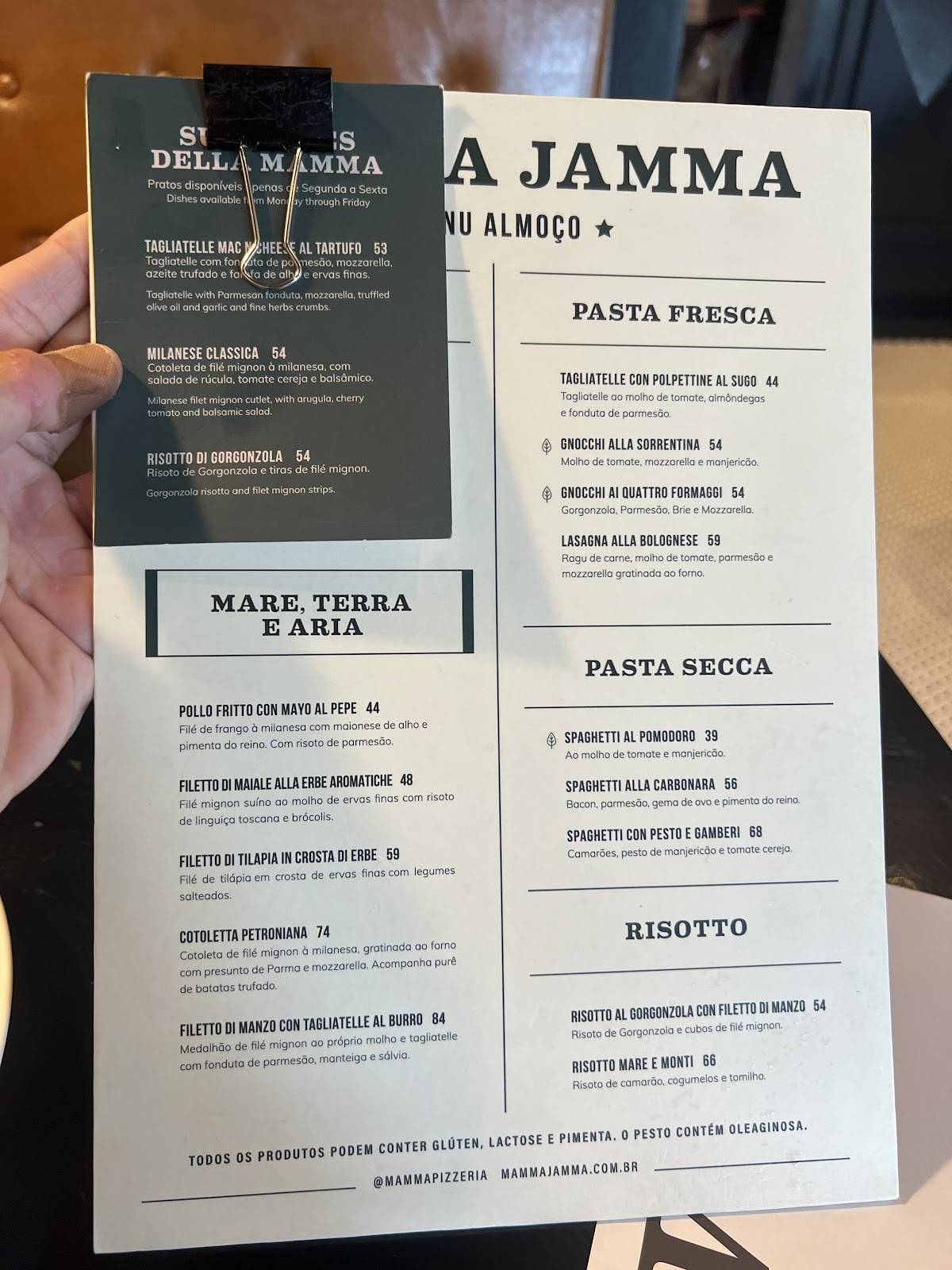 Mamma Jamma Recreio Shopping cardápio