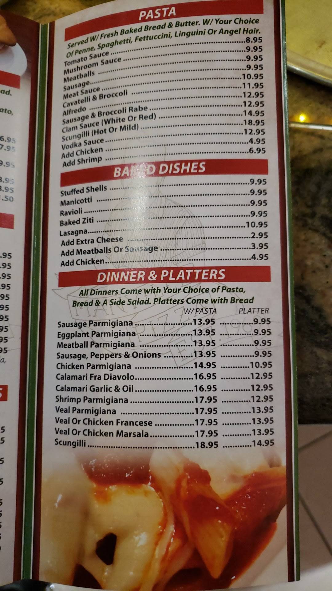 Menu at Manville Pizza & Restaurant (est. 1969), Manville, 31 S Main St