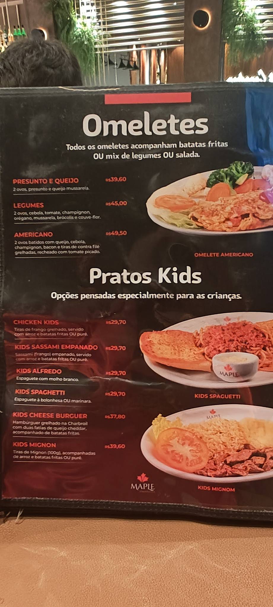 Maple Steakhouse cardápio