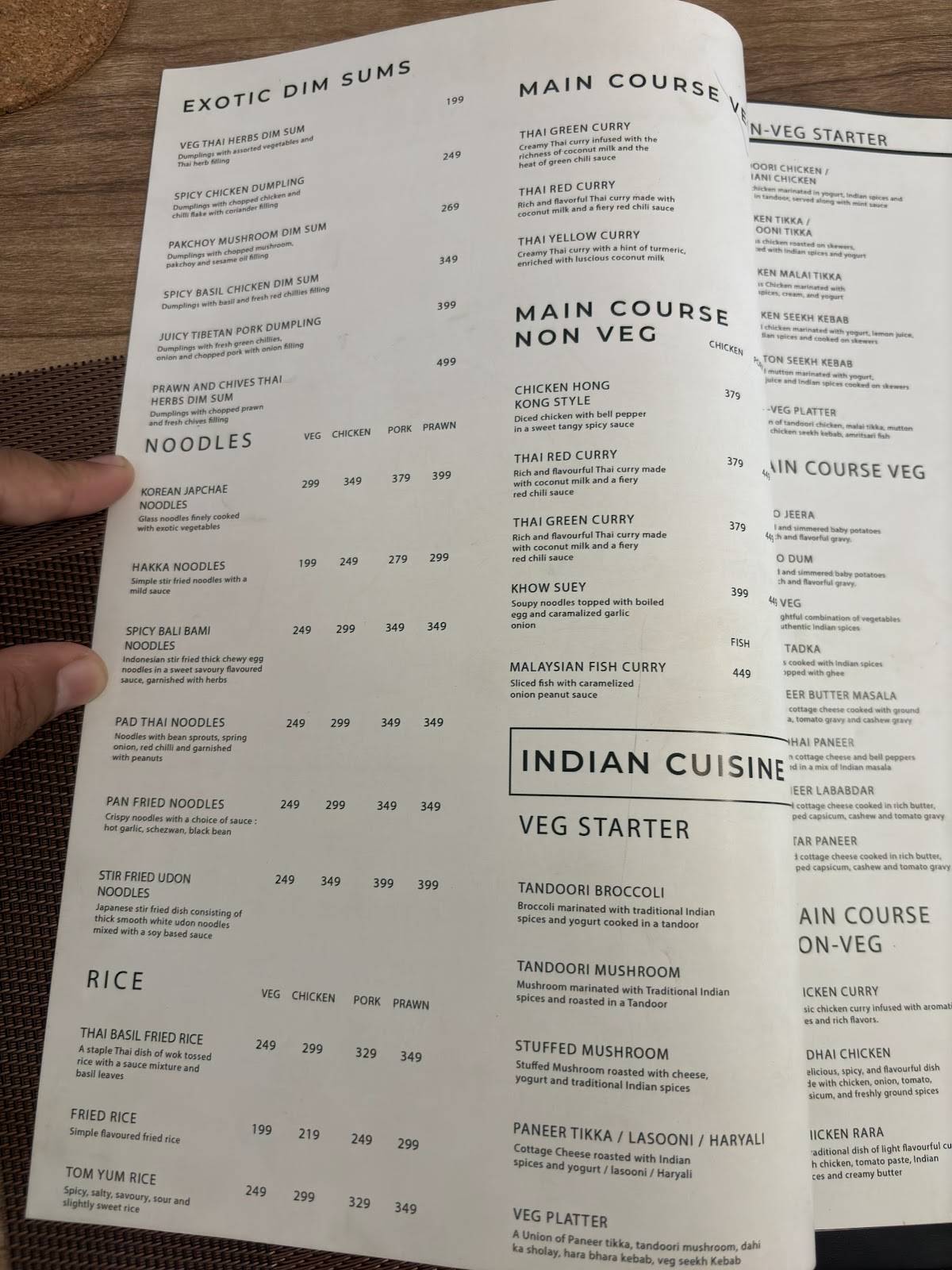 Marsang Restaurant menu