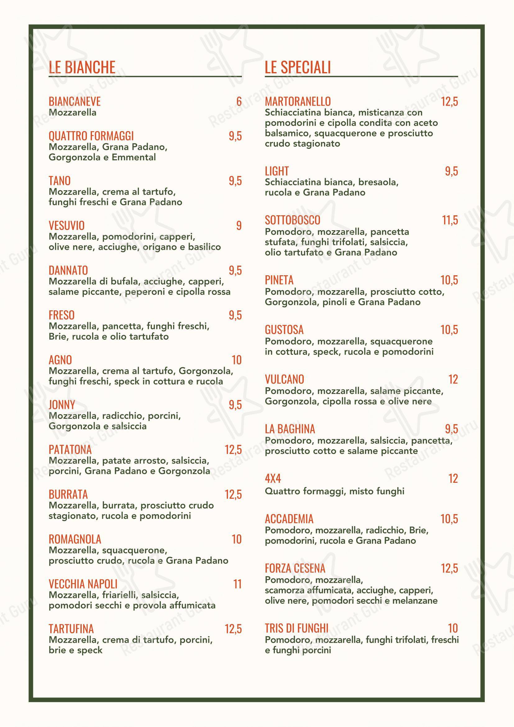 Martoranello - Ristorante Pizzeria in Cesena - 菜单