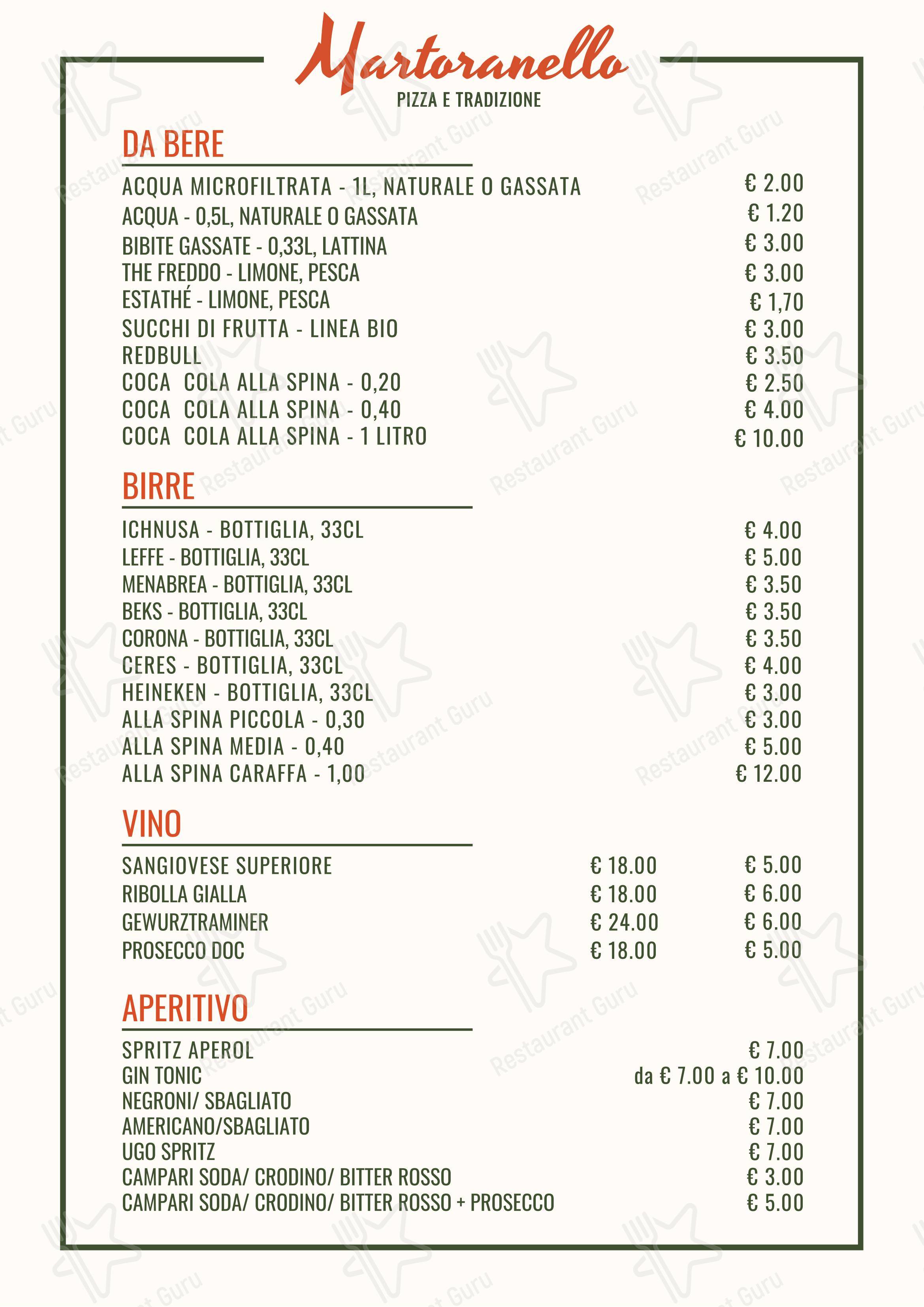 Menu di Martoranello - Ristorante Pizzeria - Menu