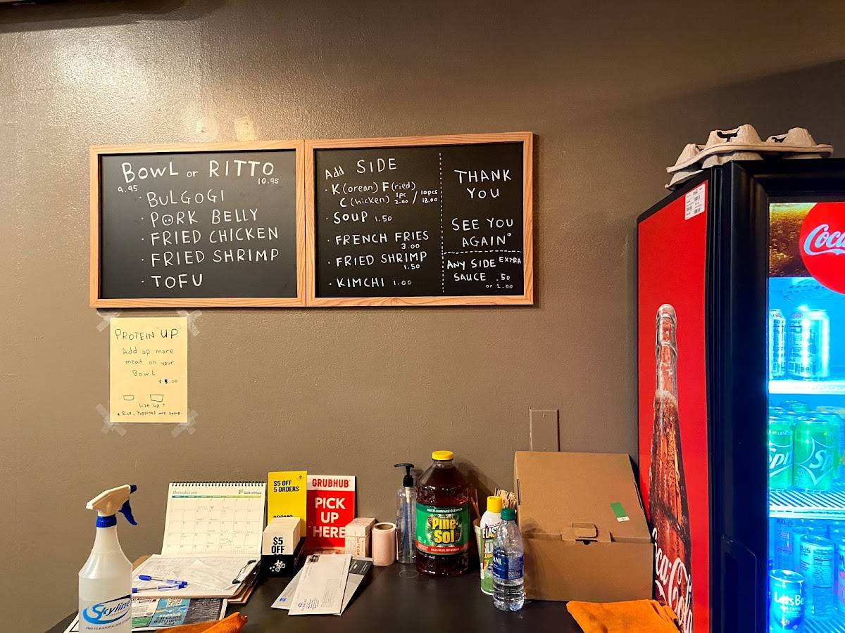 Menu at Maru bowl-ritto restaurant, Los Angeles