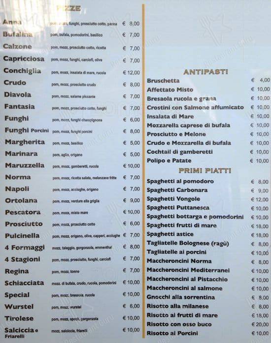 Menu di Maruzzella Zara 