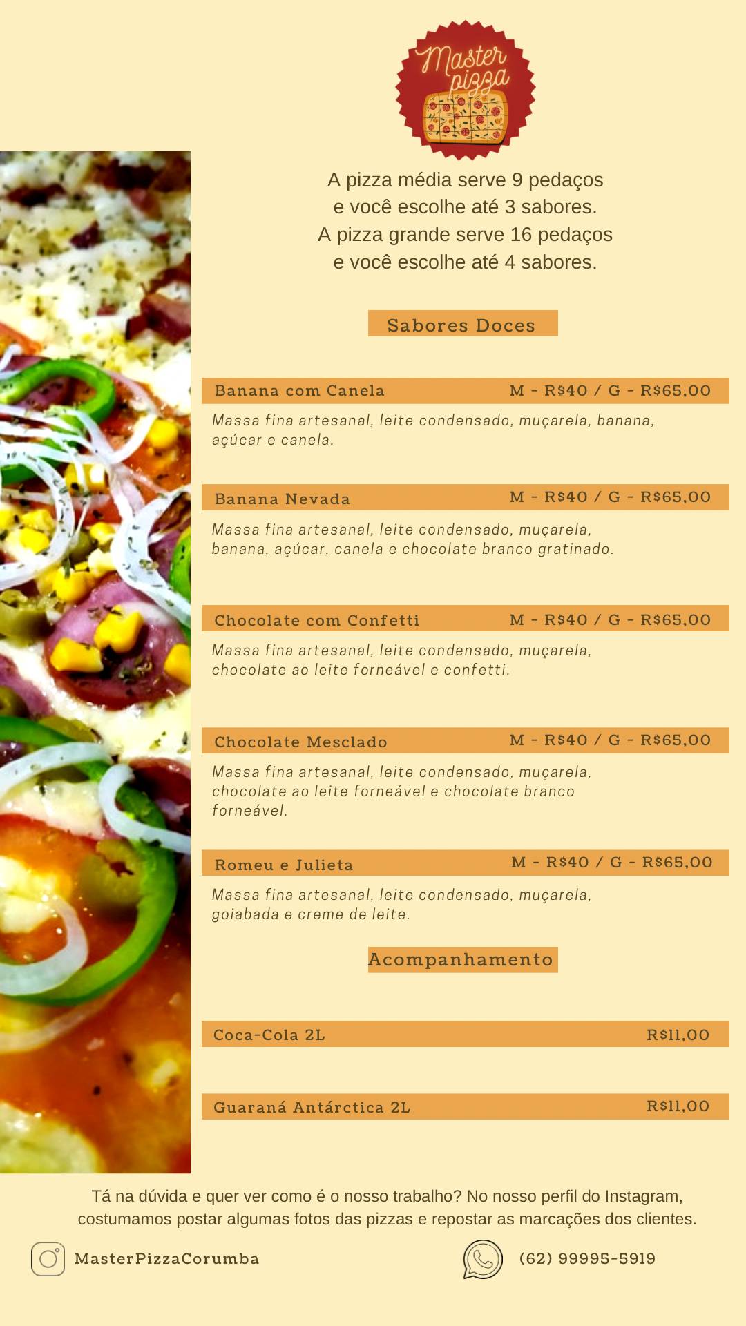 MasterPizza Quadrada cardápio