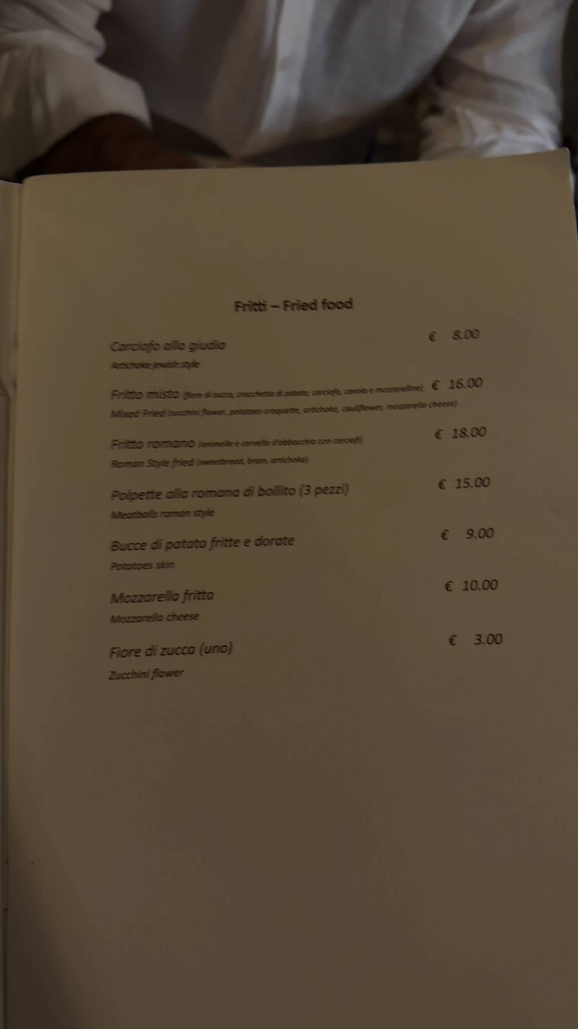 Menu di Matricianella 