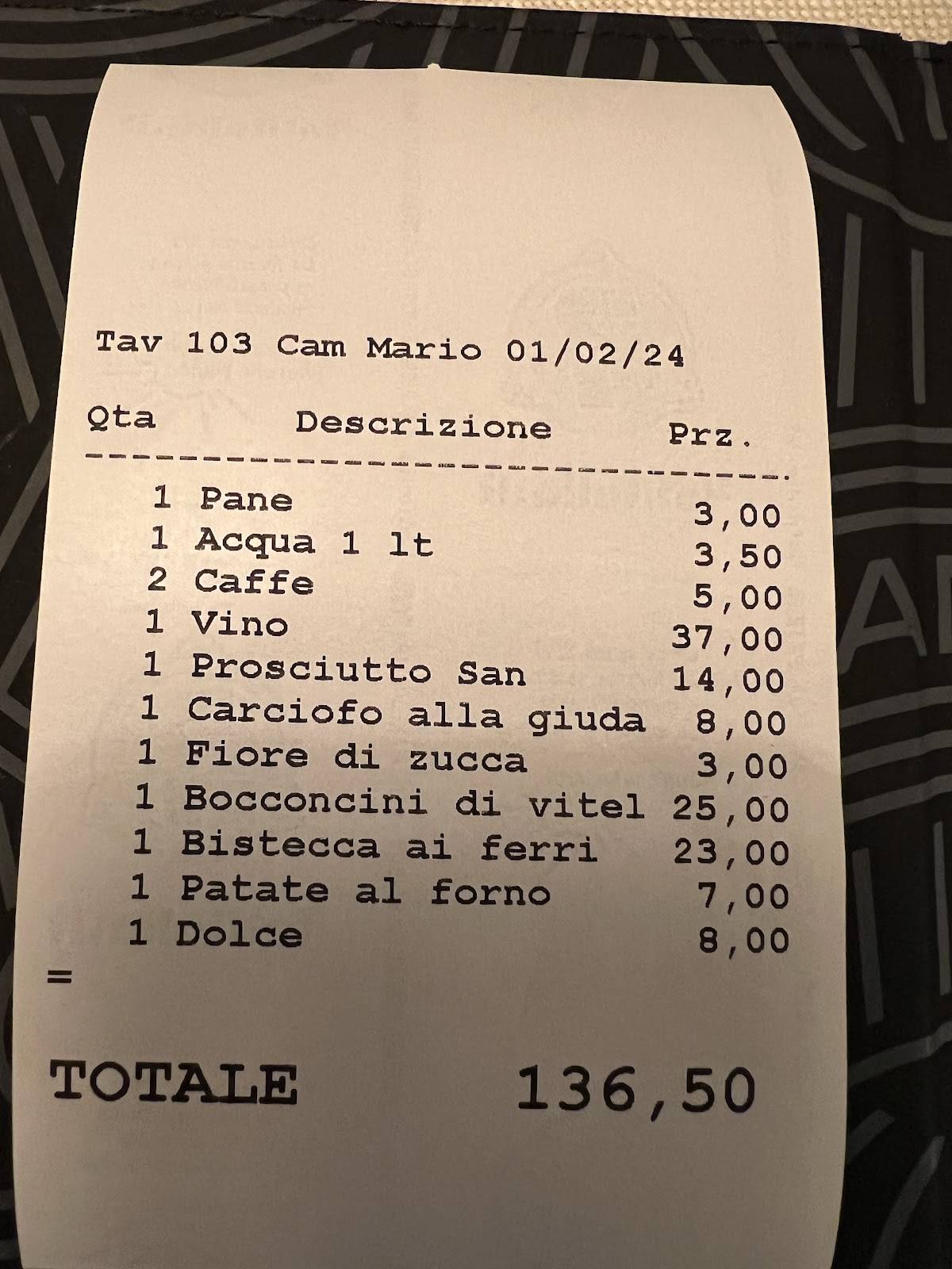 Menu di Matricianella 