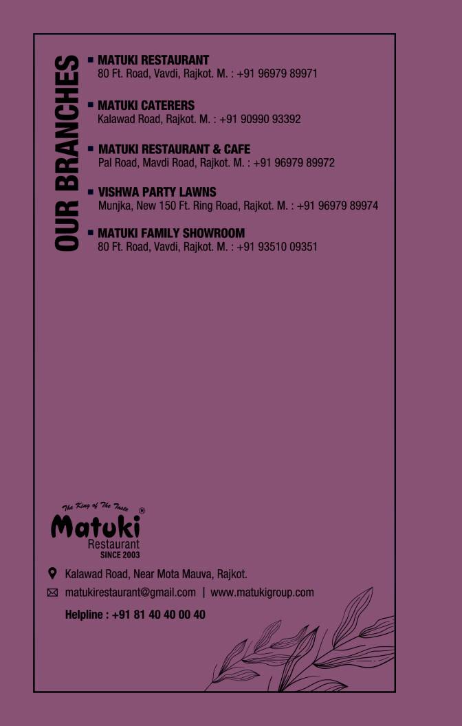 Matuki Restaurant menu