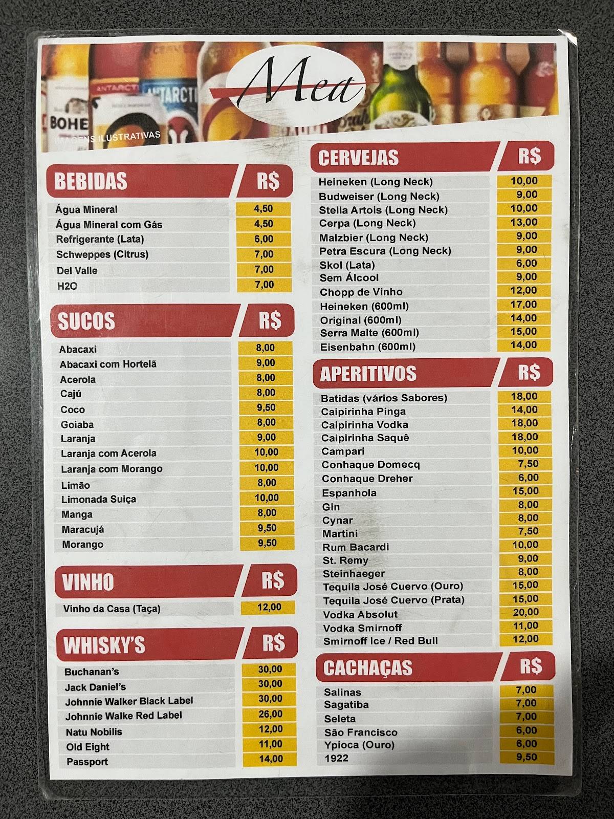 Mea Espetinho Na Brasa cardápio