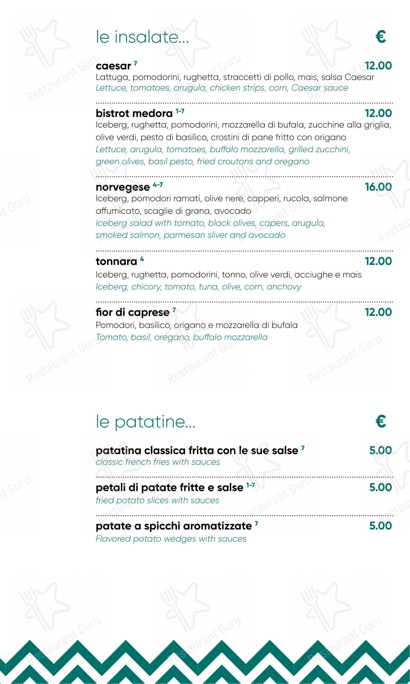Medòra in Ischia - Menu