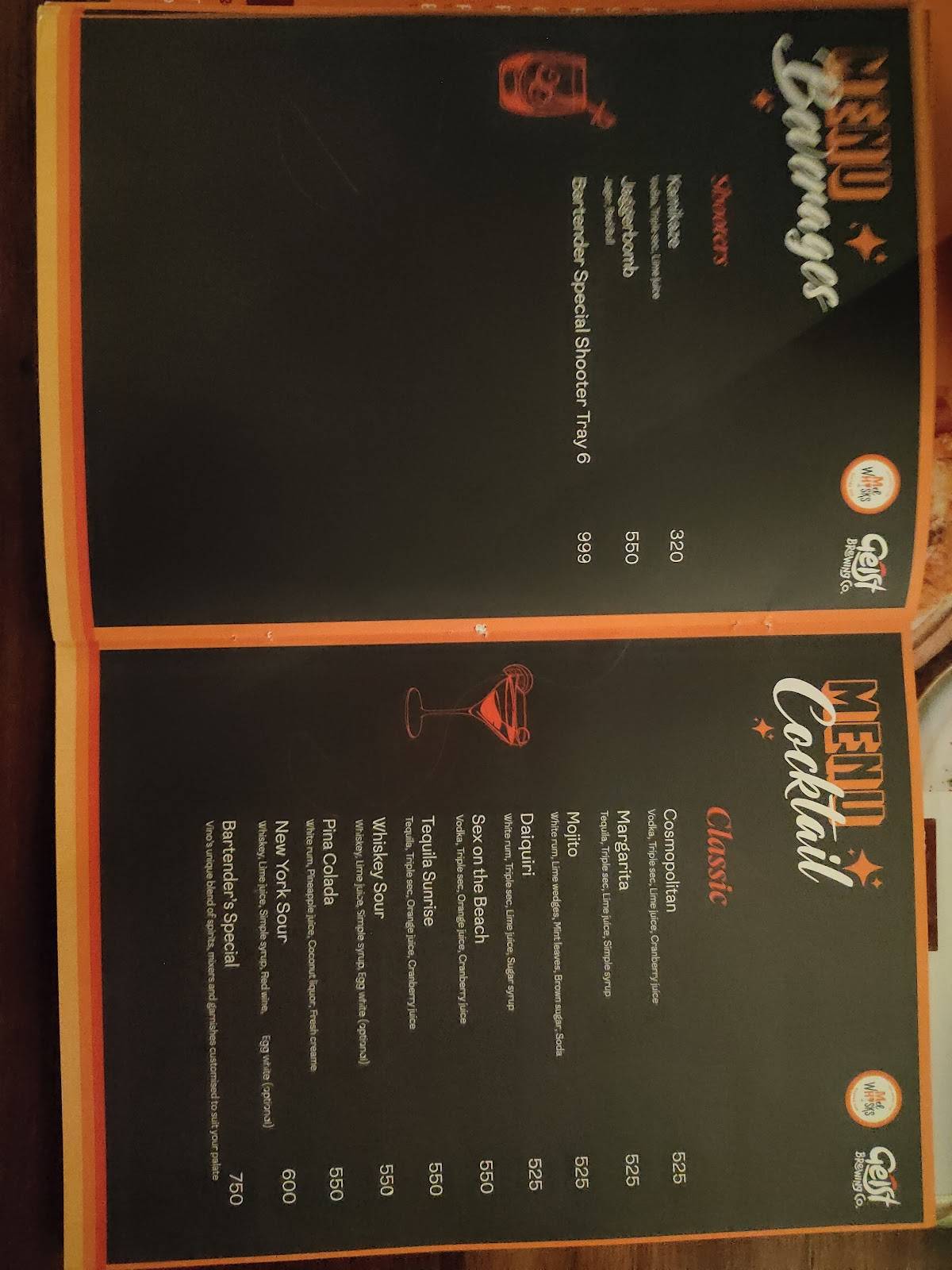 Mel Whisks menu