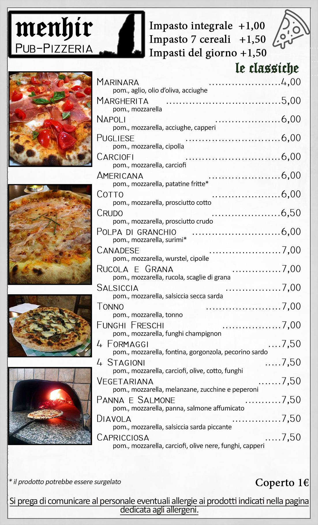 Menu di Menhir Pub Pizzeria 