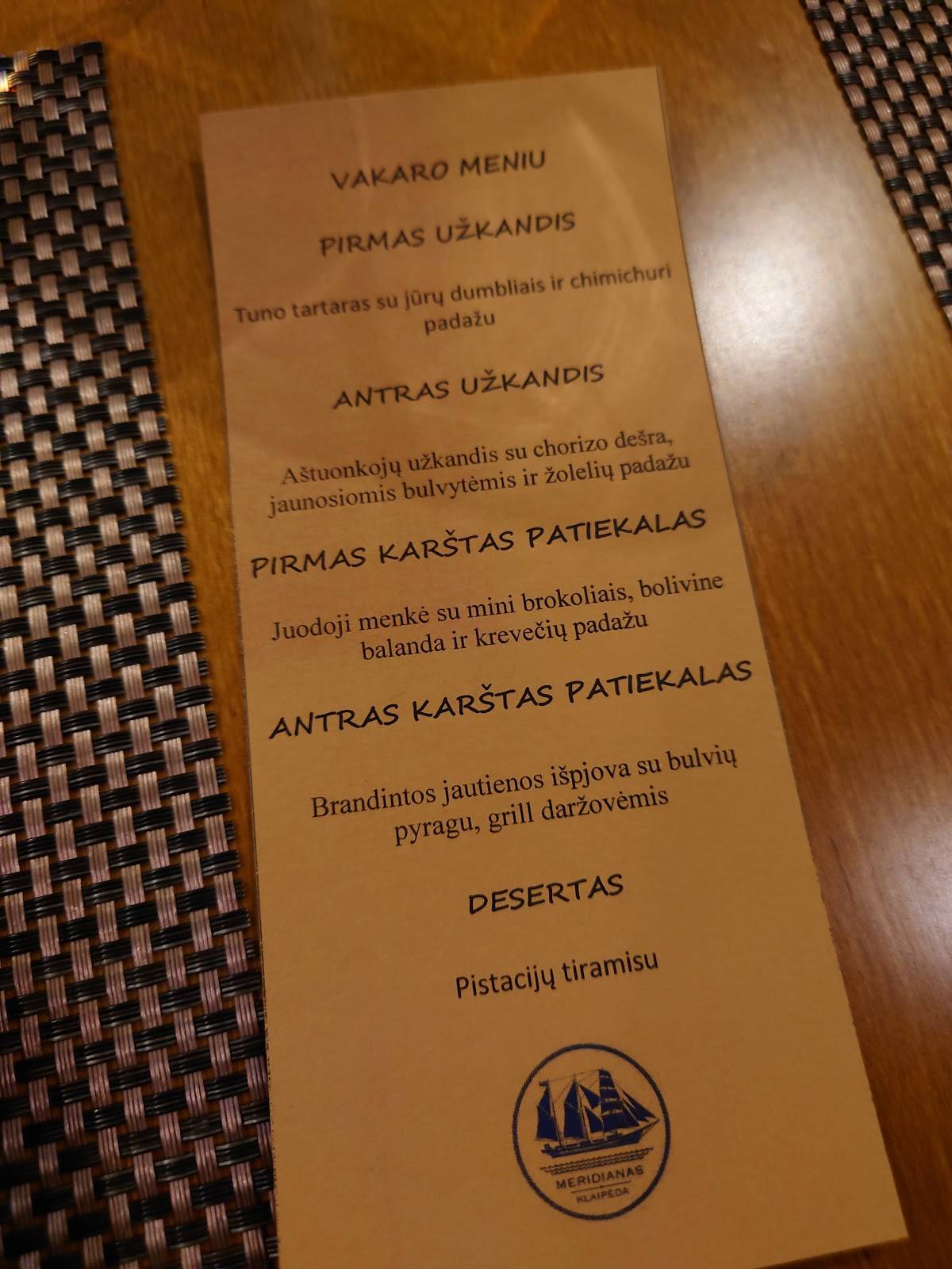 Menu de Meridian