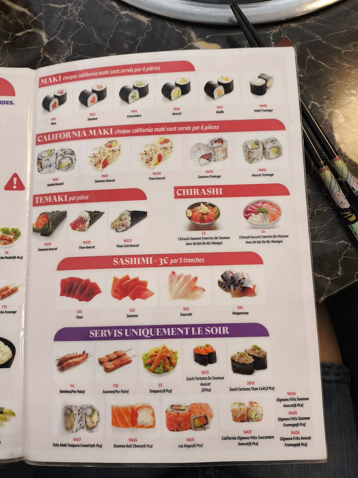 Menu de Toki