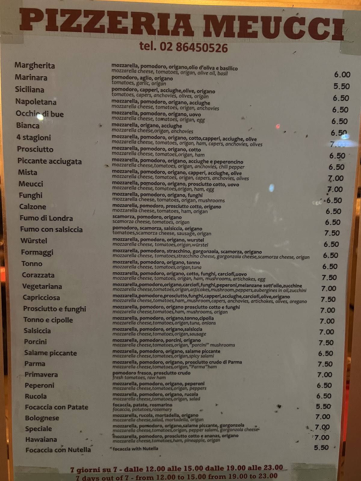 Menu di Meucci 