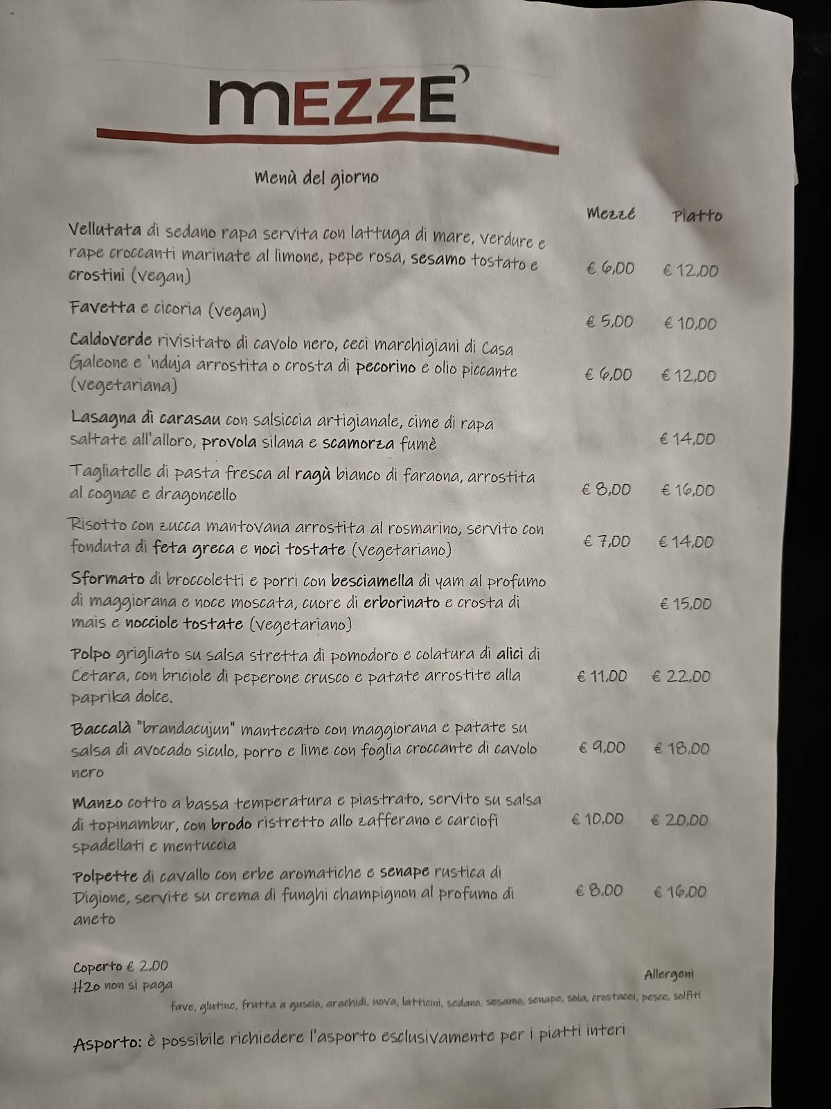 Menu di Mezzè 