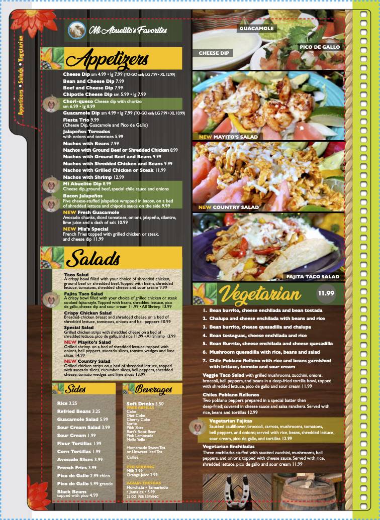 Menu at Mi Abuelito Mexican Restaurant 2, Indianapolis