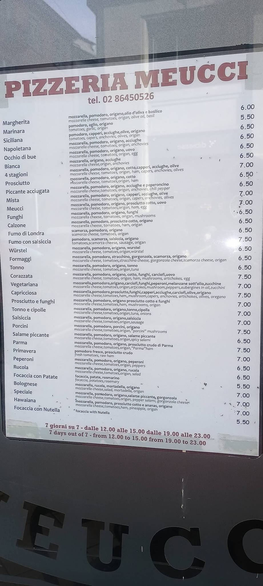 Menu di Meucci 