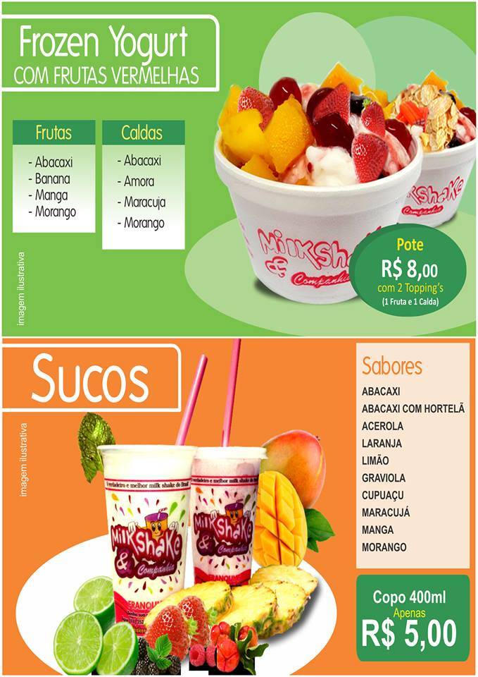 Milk Shake e Companhia Planaltina DF cardápio