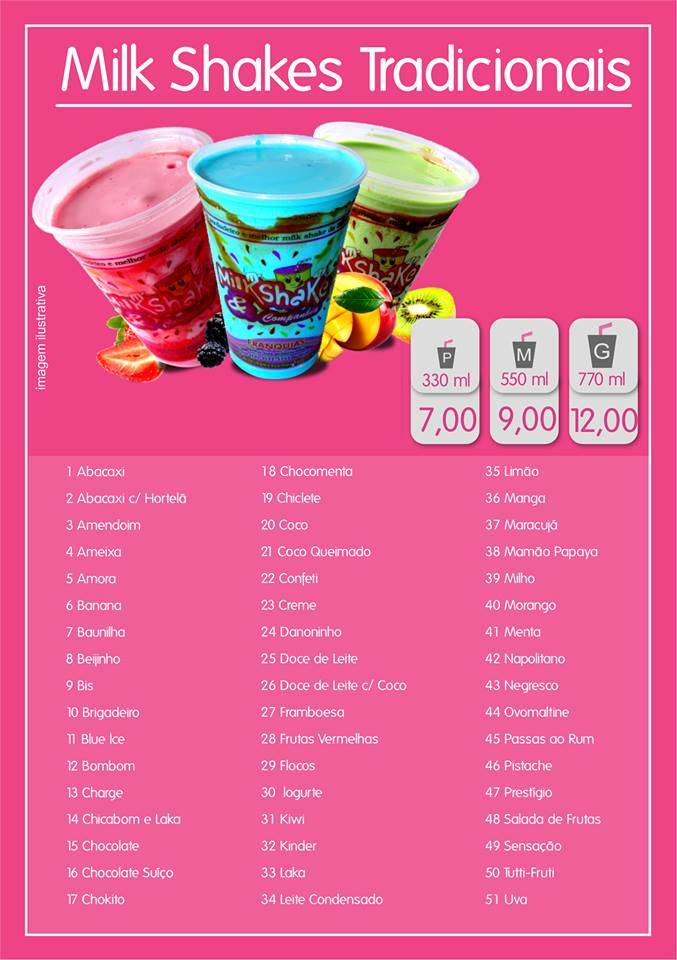 Milk Shake e Companhia Planaltina DF cardápio