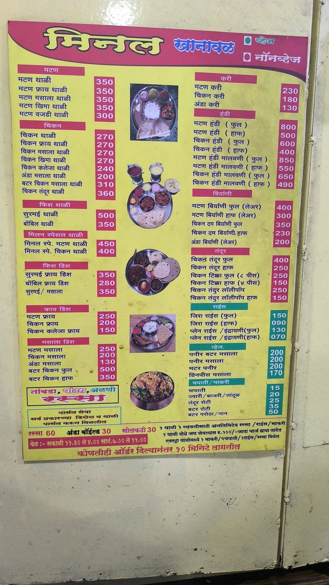 Minal khanawal menu