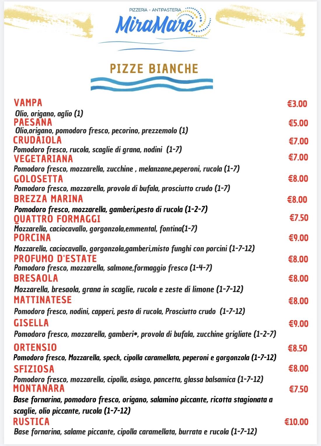 Menu di Miramare 