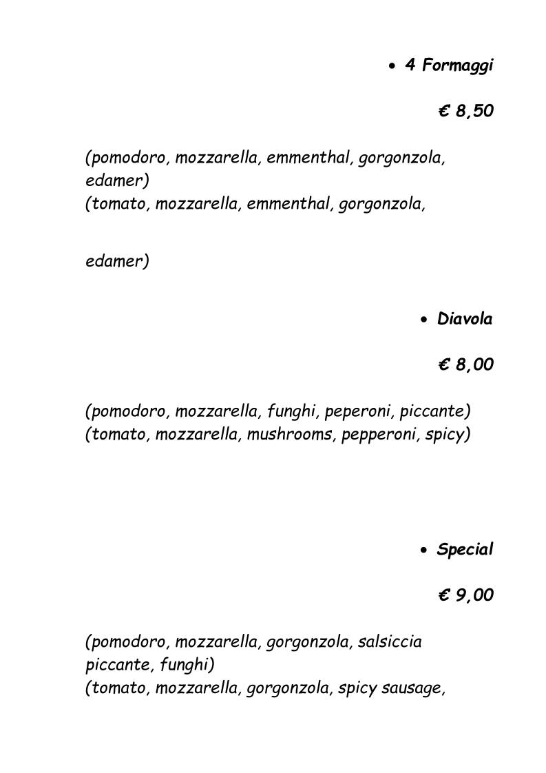 Menu di Miseria e Nobiltà 