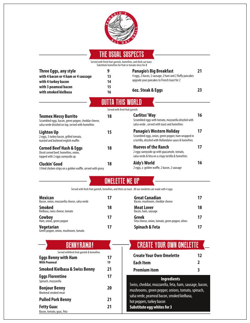Menu de Panagio's All Day Grill