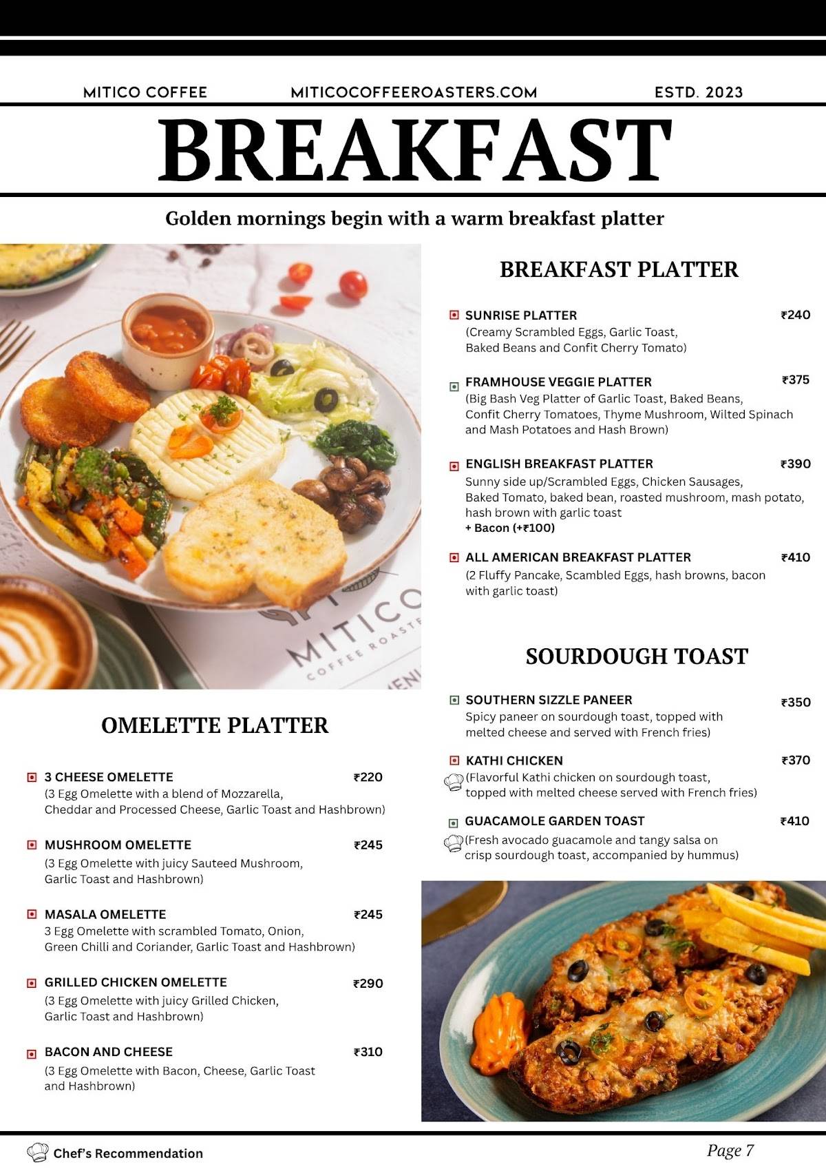 Mitico Coffee Roasters menu