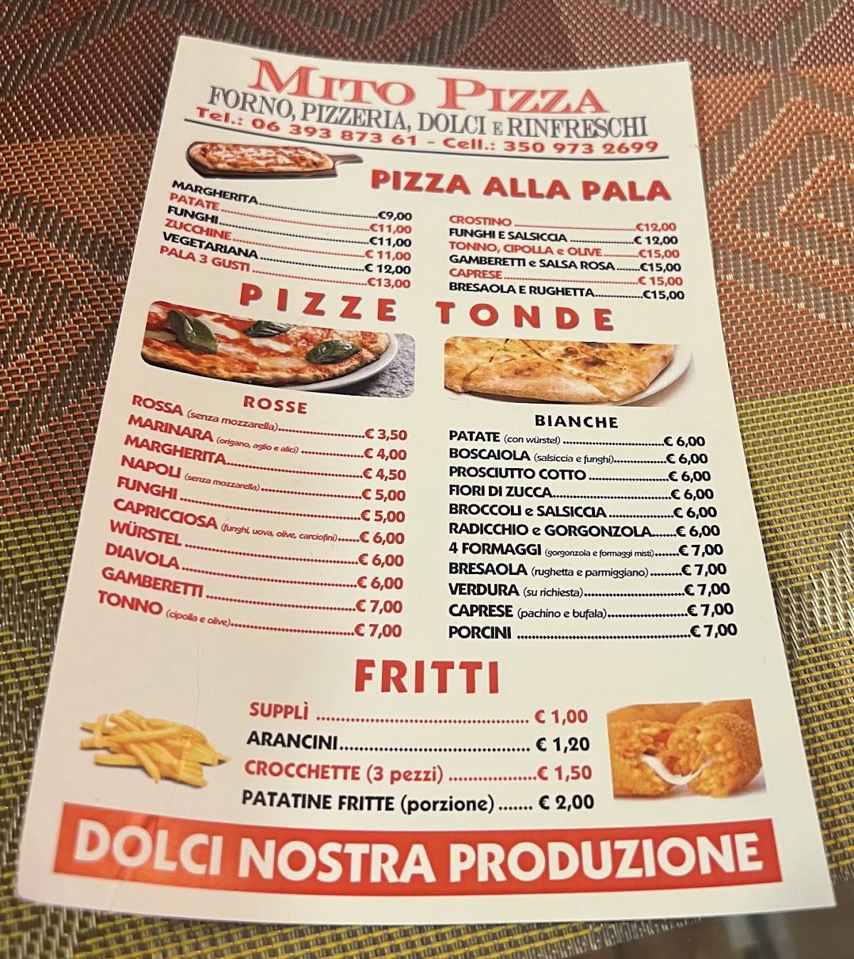 Menu di Mito Pizza (Nonna Papera) 