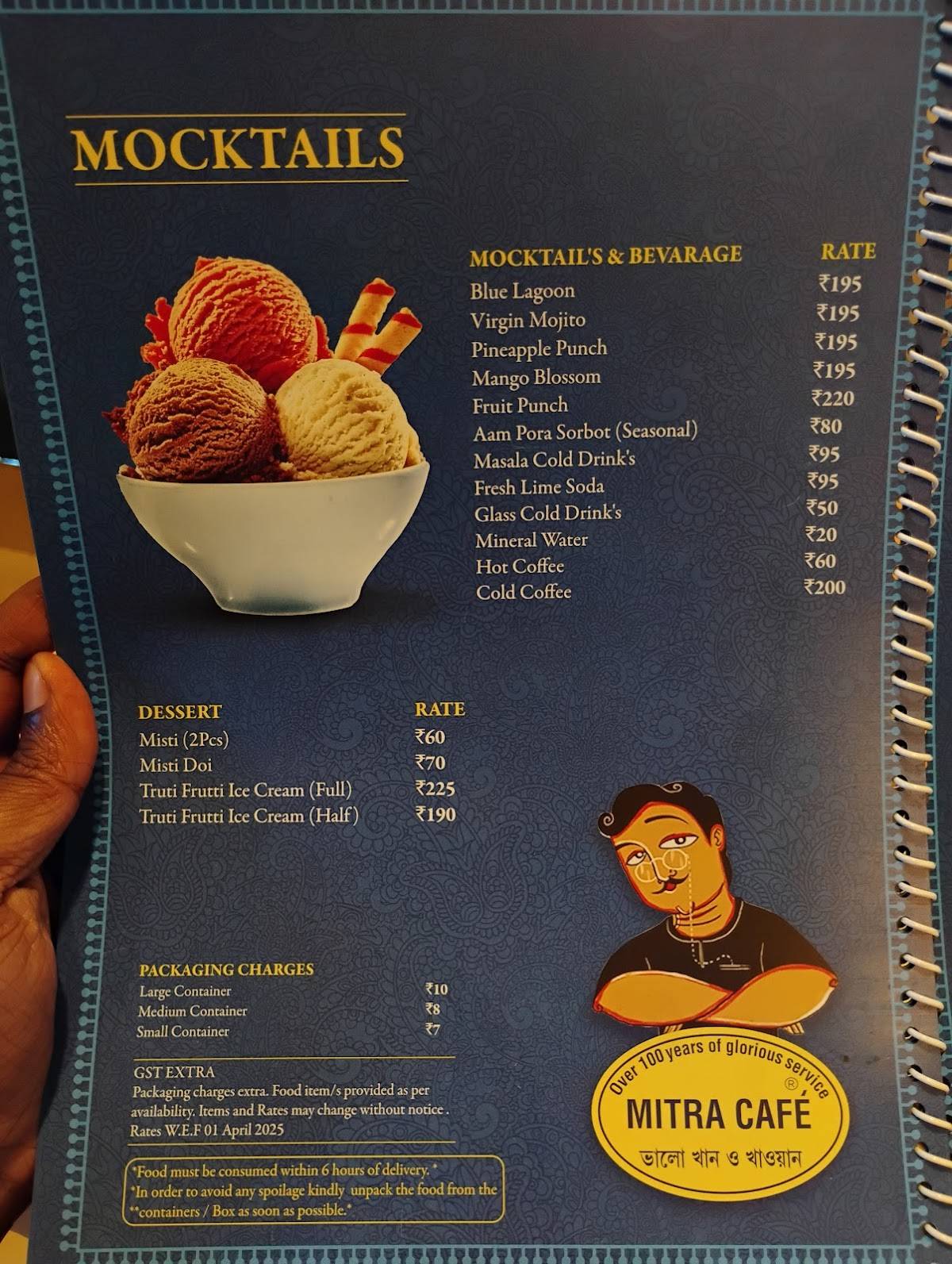 Mitra Café menu
