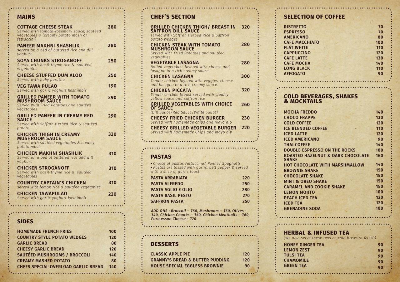Moksh Café menu