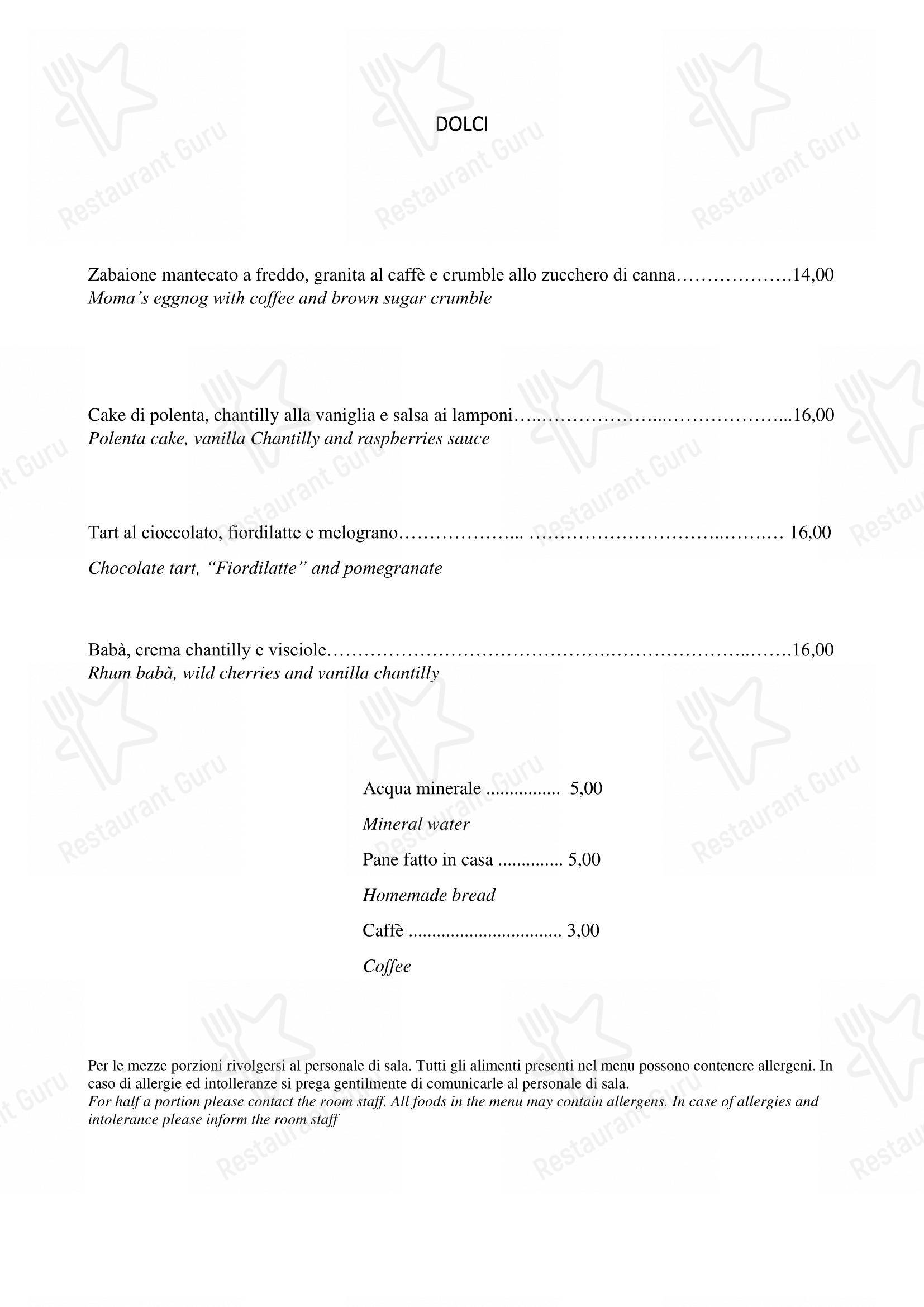 Menu per Moma in Roma