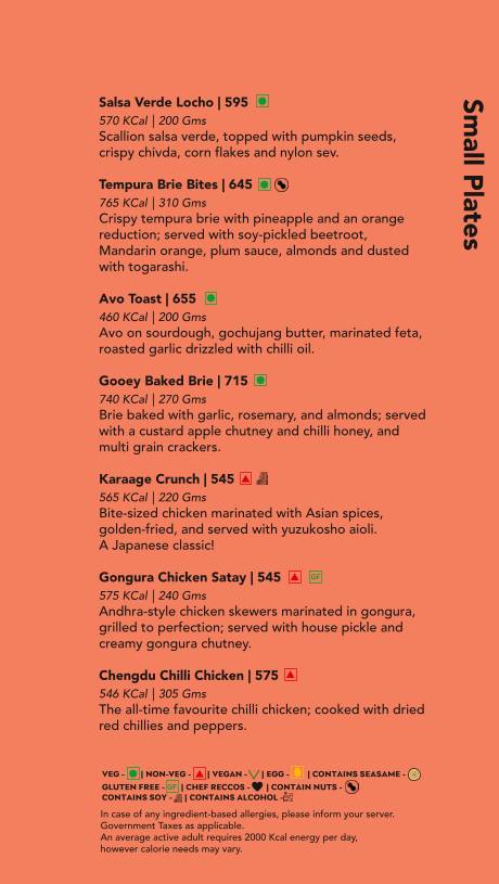 Monkey Bar menu
