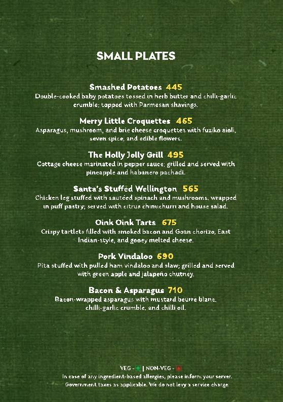 Monkey Bar menu