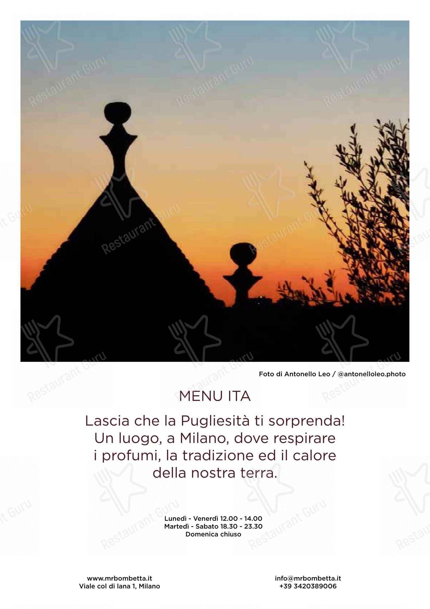 Menu per Mr. Bombetta in Milano