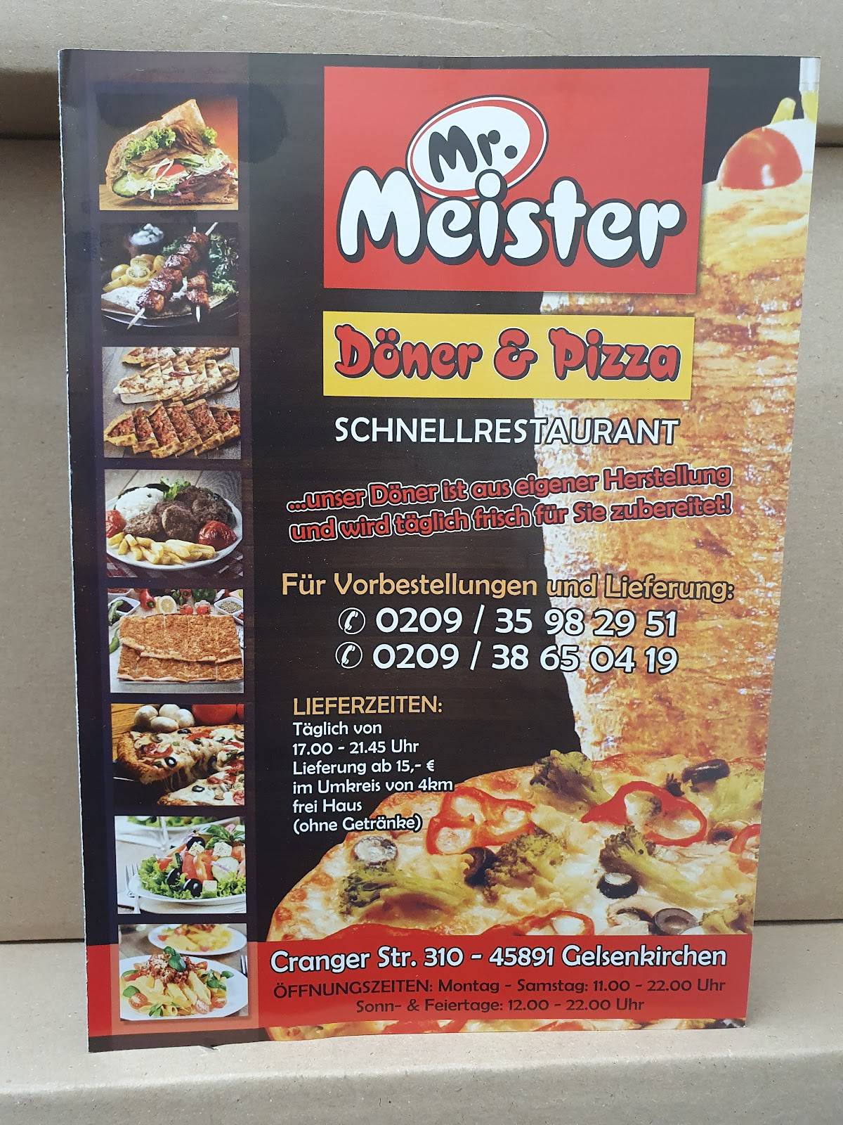Speisekarte von Mr. Meister Döner pizza, Gelsenkirchen