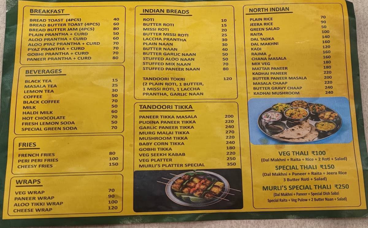 Murli's menu