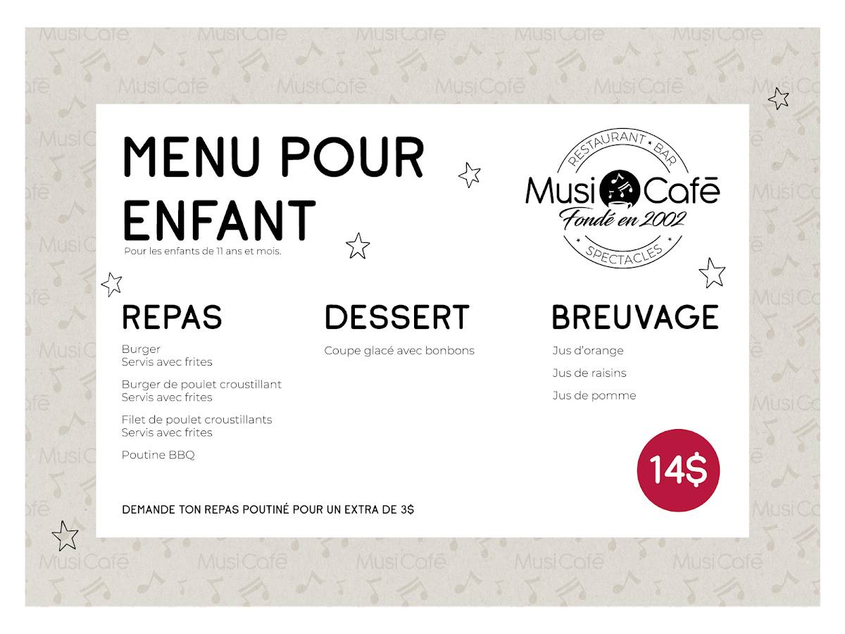 Menu de Musi-Café
